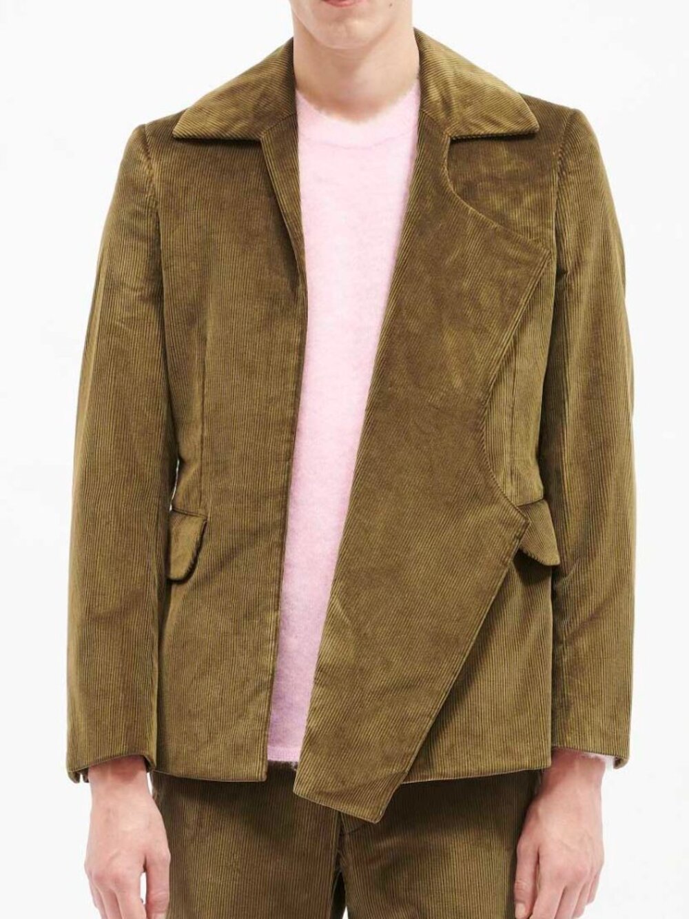 COMME DES GARÇONS HOMME PLUS Khaki Brown Corduroy Asymmetrical Blazer Jacket M